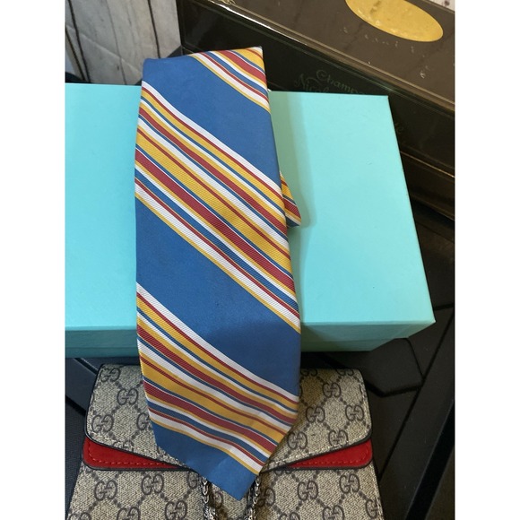 Wembley Other - Wembley Men's 100% Silk Striped Neck Tie‎ Blue Multi 4" x 59"